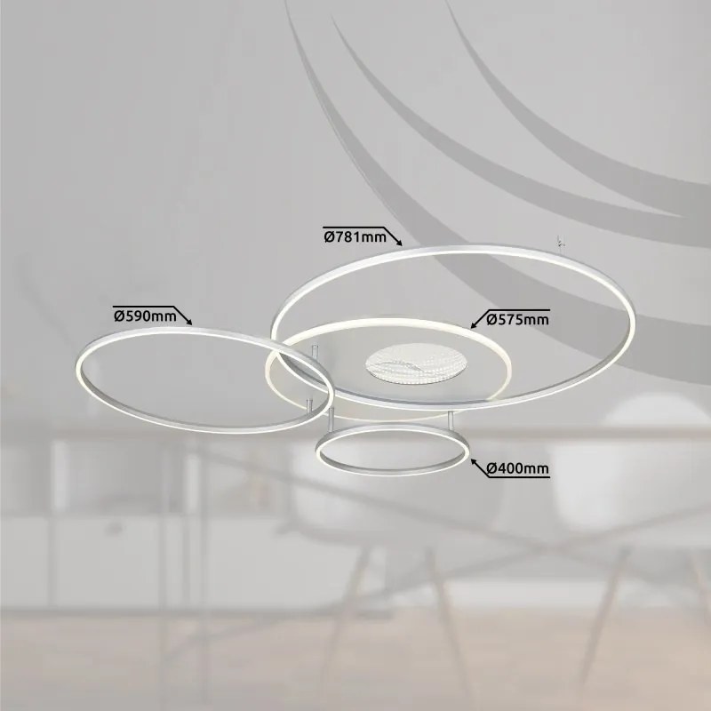 Lustra LED aplicata cu telecomanda INVERTINA argintiu