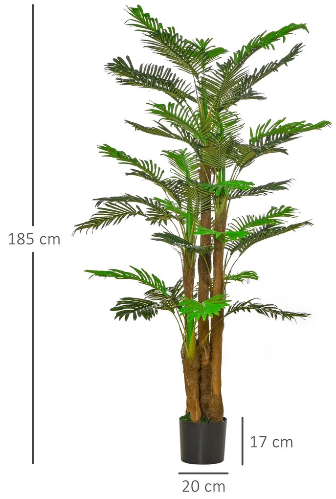 Palmier artificial in ghiveci, 42 frunze, 185cm, verde HOMCOM | Aosom Romania