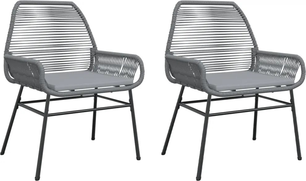 vidaXL Scaune de grădină, 2 buc., cu perne, gri, poliratan