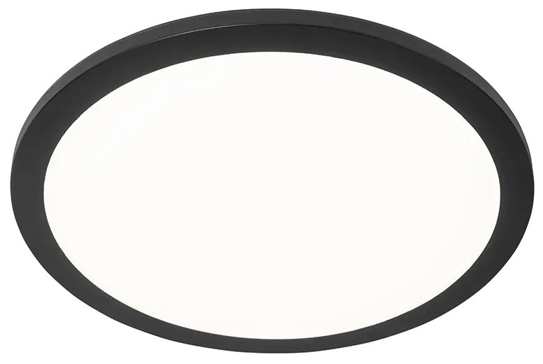 Plafonieră modernă neagră 40cm cu LED, dimmer 3 trepte, IP44 - Steve