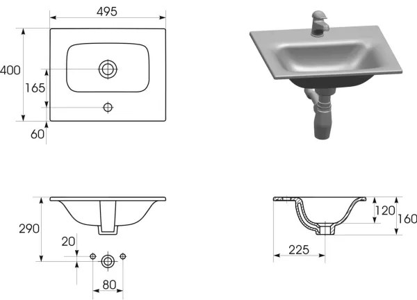 Cersanit S801-312-ECO - Dulap suspendat de baie MODUO cu lavoar, alb