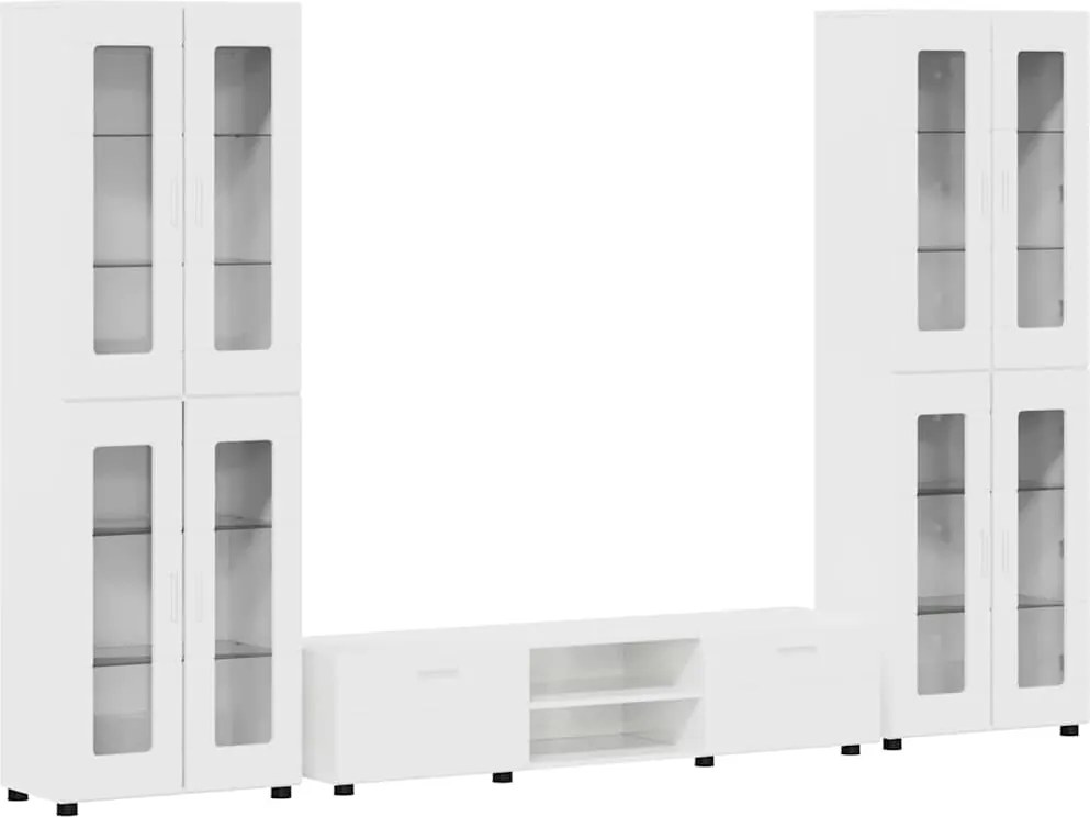 vidaXL Set comodă TV cu sertar cu raft FLORIN Alb lucios Lemn compozit