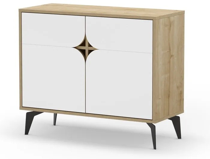 Dulap alb/în culoare naturală cu aspect de lemn de stejar 95x79 cm Nola – Marckeric