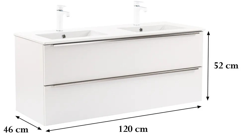 Dulap de bază Vario Trim 120 cu chiuvetă alb-alb