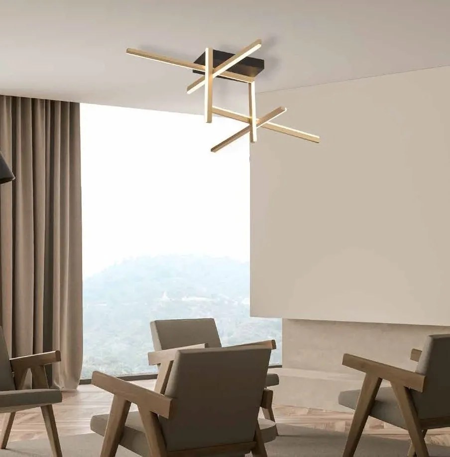 Lustra aplicata LED design liniar X-LIne auriu