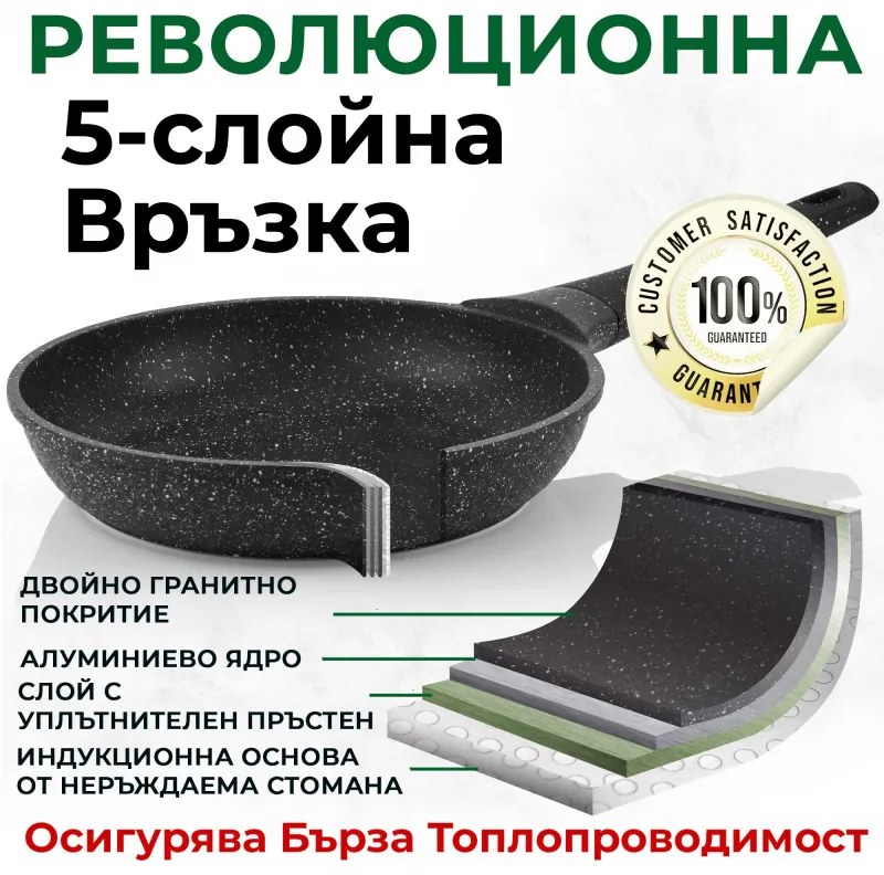 Set oale si tigai Just Perfecto JL-889, 14 piese, Finisaj marmura, Inductie, Accesorii, Negru