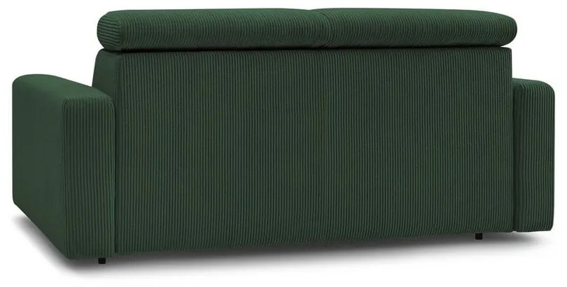 Canapea verde-închis extensibilă cu tapițerie din catifea reiată 195 cm Monaco – Bobochic Paris