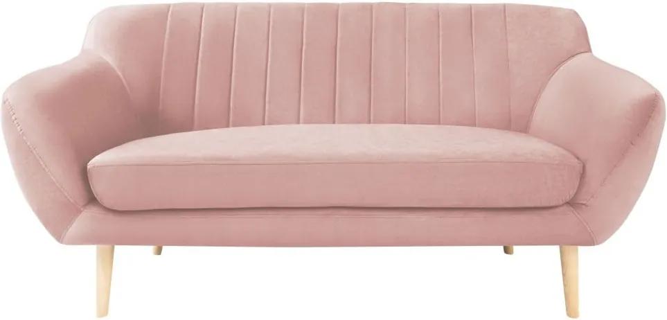 Canapea cu 2 locuri și picioare de culoare deschisă Mazzini Sofas Sardaigne, roz deschis