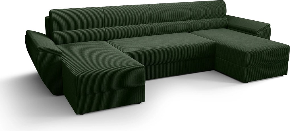 OFERTA Coltar extensibil in forma de U TAVERO 321x140 cm, verde inchis II calitate