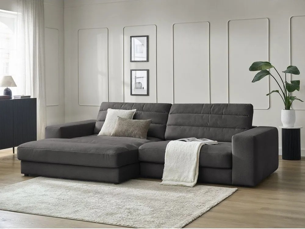 Colțar gri antracit cu tapițerie din catifea (cu colț pe partea stângă/cu șezlong) Sierra – Bobochic Paris