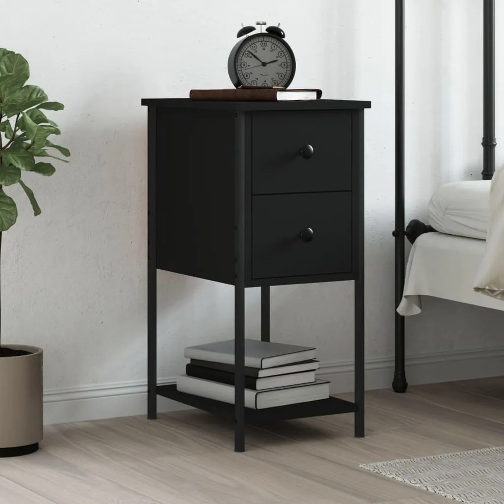 826093 vidaXL Noptieră, negru, 32x42x70 cm, lemn compozit