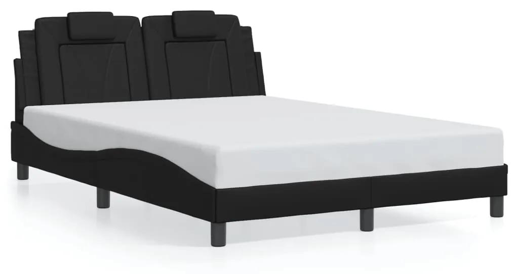 3208096 vidaXL Cadru de pat cu tăblie, negru, 140x200 cm, piele ecologică
