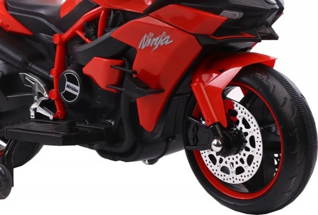 Motocicleta Electrica cu Acumulator Pentru Copii NOVOKIDS™ Ninja Premium Motocross, Viteza din maner, 3-8 ani, Max 30 kg, Cu Melodii si Lumini LED,