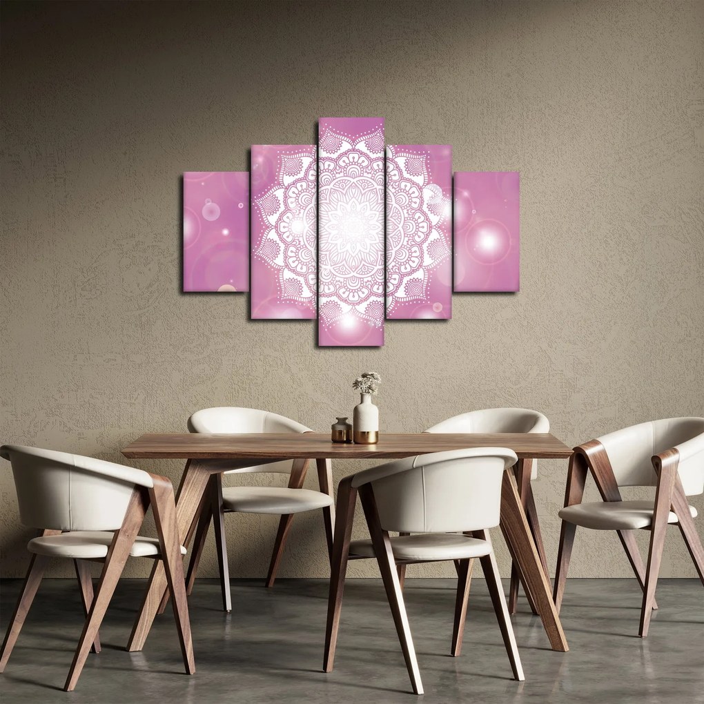 Tablou - Mandala pe fundal roz (150x105 cm)