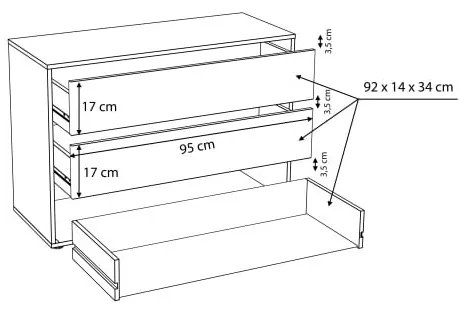 Comoda Pentru Interior Dulap Soprano, Gri, 98.7 x 70.6 x 39.6 Cm