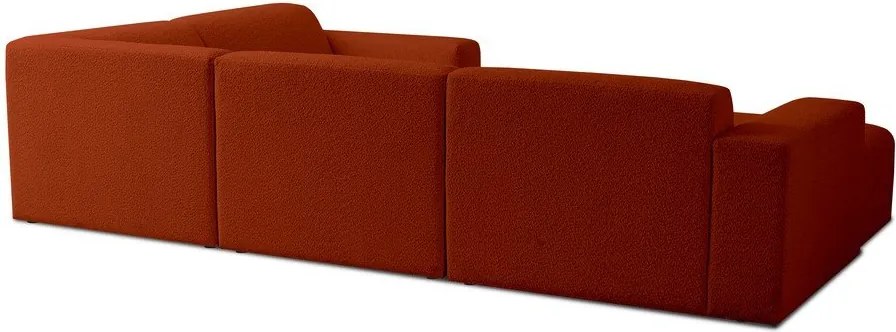 Colțar cărămiziu cu tapițerie din stofă bouclé (în formă de "U") Roxy – Scandic
