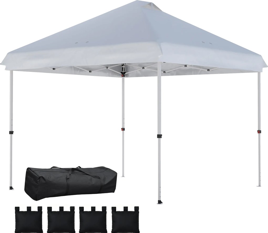 Outsunny Pavilon de grădină exterior 3x3 m, tonelă pliantă pop-up, roți, protecție solară UPF50+, înălțime reglabilă, alb | Aosom Romania