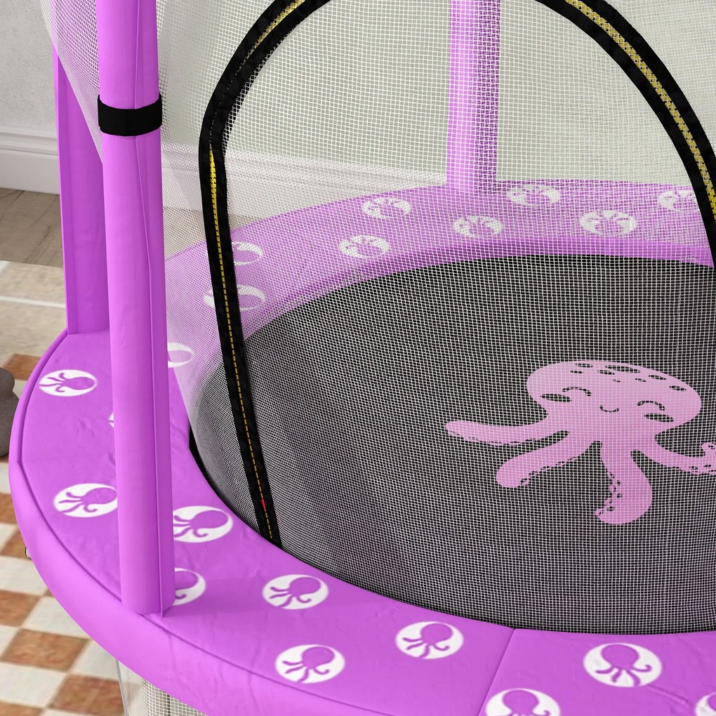 AIYAPLAY Trambulin pentru copii cu plasă de siguranță, pentru interior și exterior, 3-6 ani, Violet | Aosom Romania