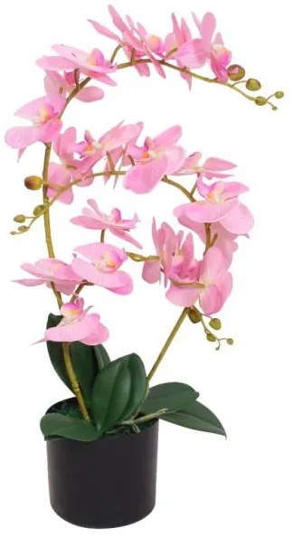 Plantă artificială orhidee cu ghiveci, 65 cm, roz