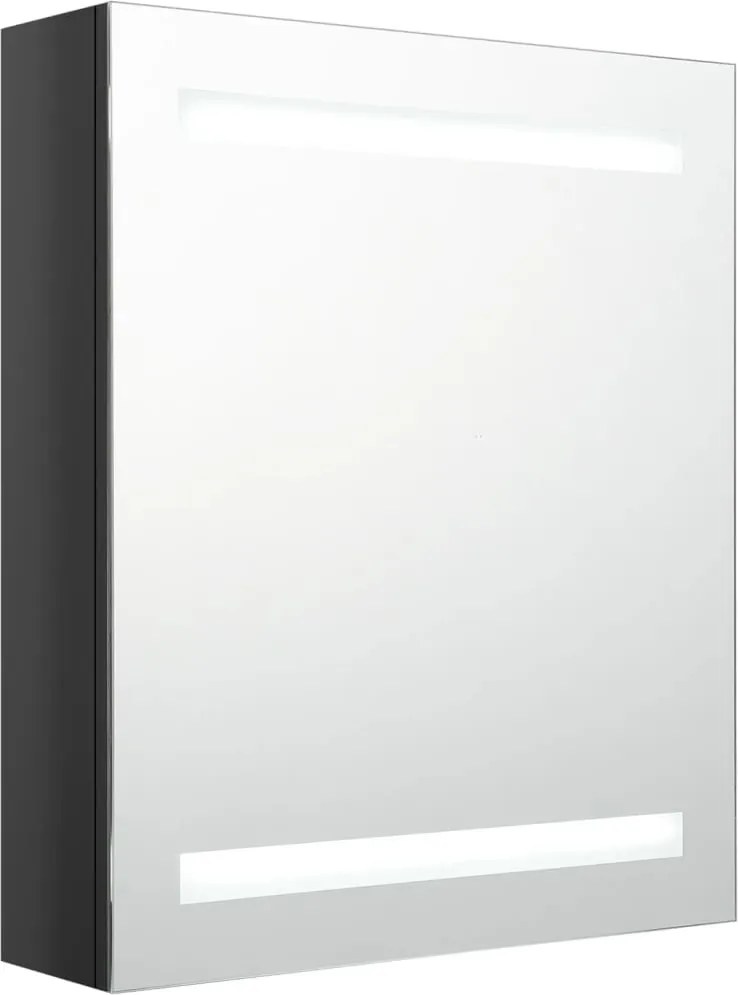 vidaXL Dulap de baie cu oglindă și LED, negru strălucitor, 50x14x60 cm