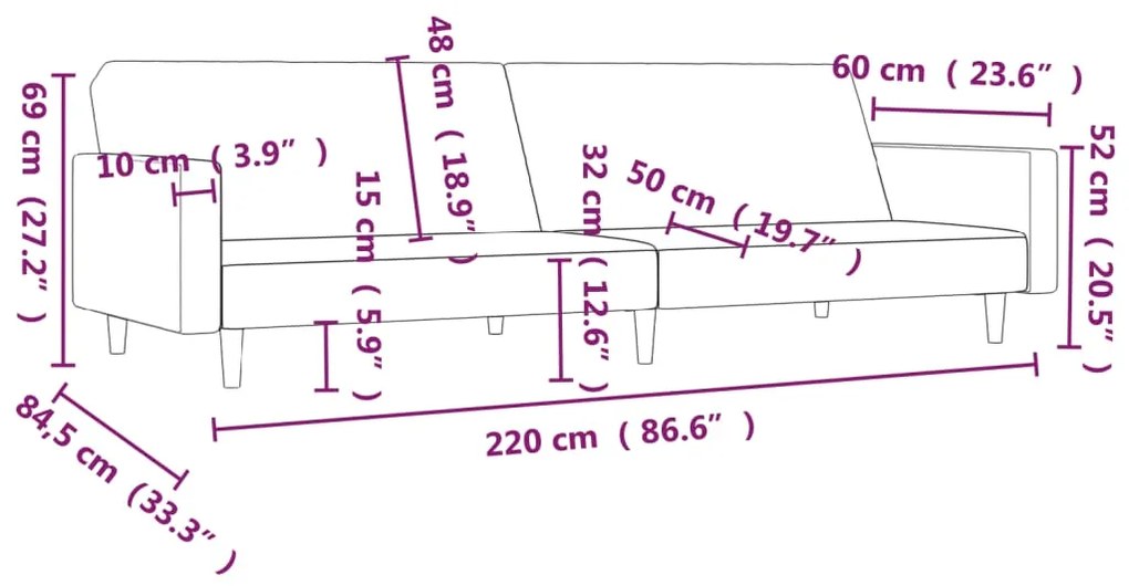 Canapea extensibila cu 2 locuri, gri inchis, textil Morke gra, Fara suport de picioare