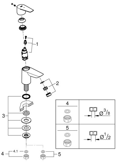 GROHE 32861001 - Baterie monocomandă BAUEDGE 131 mm, crom lucios