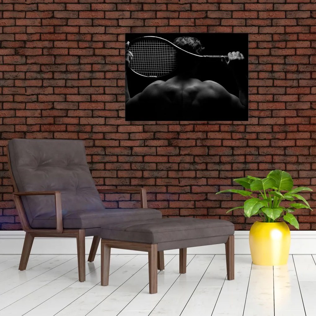 Tablou pe sticlă - Jucătorul de tenis (70x50 cm)