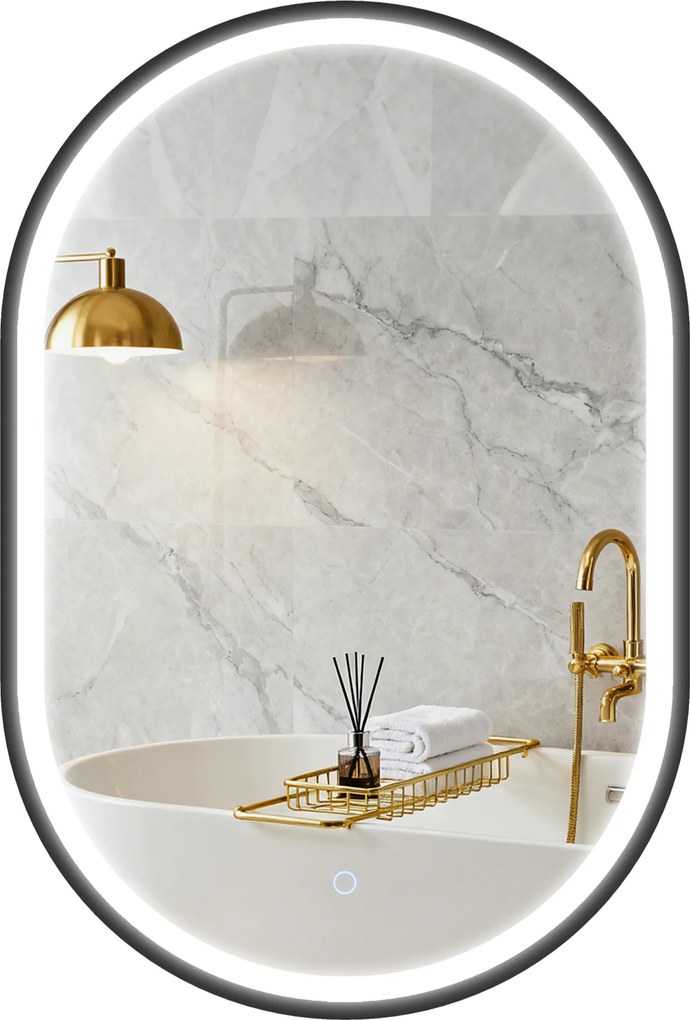 HOMCOM Oglindă baie iluminare LED 50x70cm, oglindă iluminată de perete cu comutator tactil, lumină 3 culori | Aosom Romania