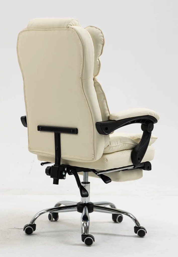 Scaun directorial, suport picioare, funcție recliner, SIB 818-2, Piele ecologica, Crem