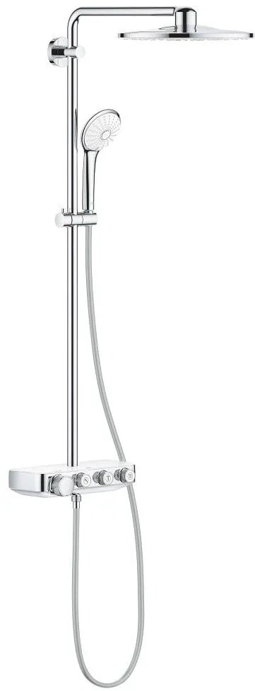 Coloana dus cu baterie si termostat Grohe Euphoria SmartControl 310 Duo, alb crom