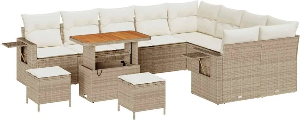 vidaXL Set de canapele pentru grădină 12 pcs Bej și crem poliratan