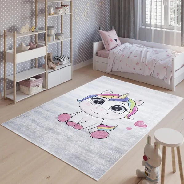 Covor pentru copii cu un motiv adorabil de unicorn Lăţime: 120 cm | Lungime: 170 cm