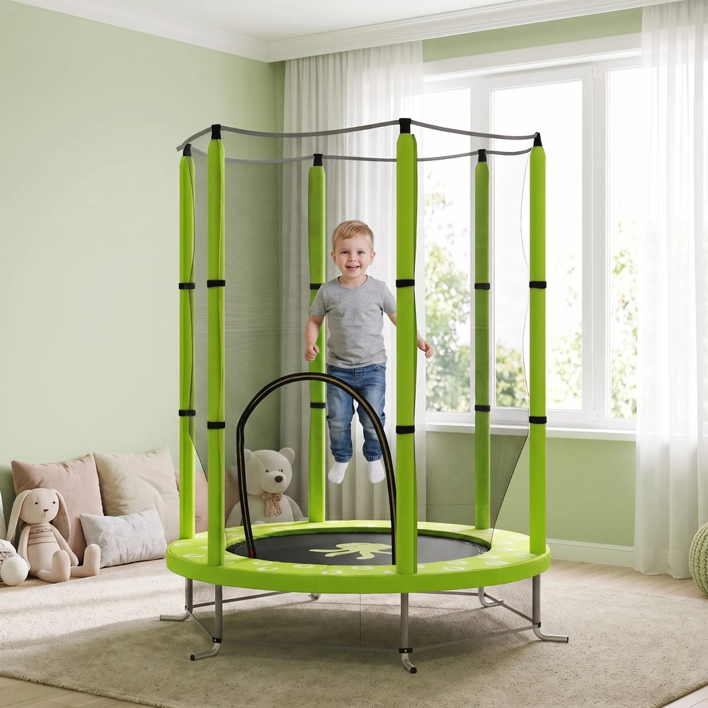 AIYAPLAY Trambulină pentru Copii 3-6 Ani cu Plasă de Siguranță, Փ140x190 cm, Verde | Aosom Romania