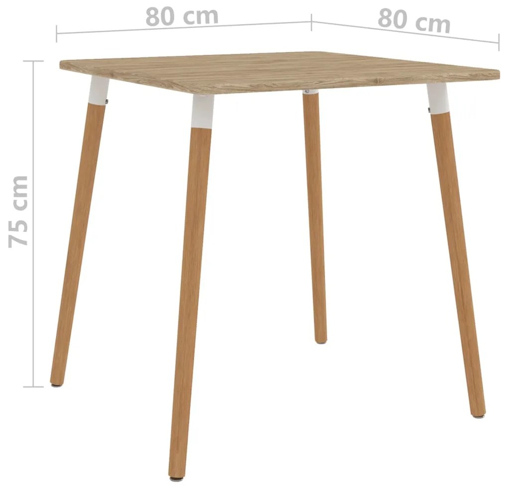 Masa de bucatarie, 80 x 80 x 75 cm, metal 1, Lemn deschis, 80 x 80 x 75 cm