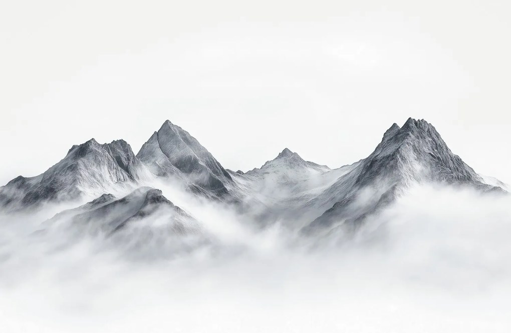 Fototapet - Munți alb-negru (147x102 cm)