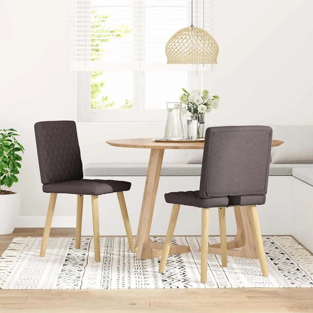 vidaXL Scaune de masă, 2 buc., maro închis, material textil