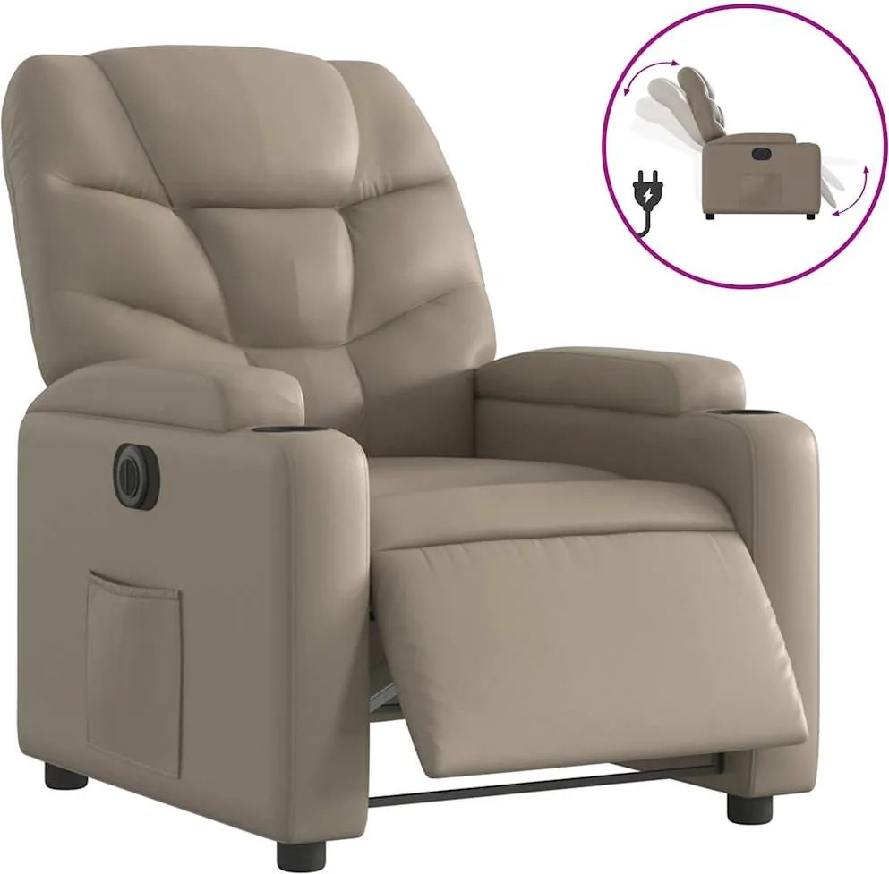 vidaXL Fotoliu rabatabil electric, cappuccino, piele ecologică