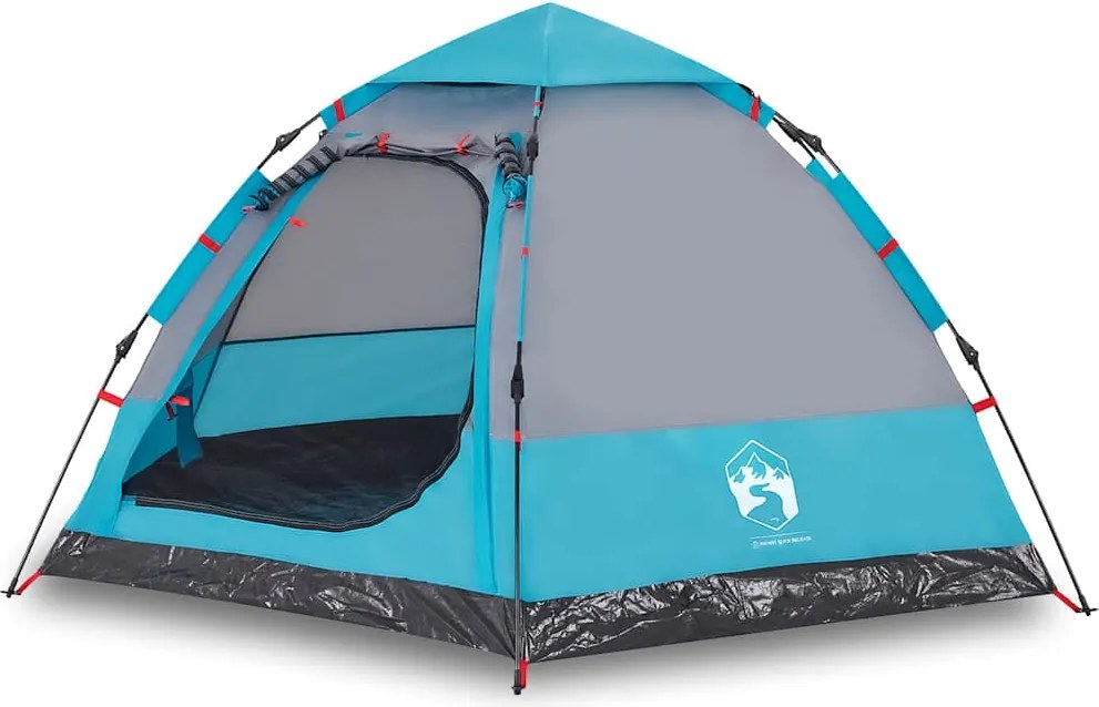 vidaXL Cort de camping cabană 4 persoane albastru cu eliberare rapidă