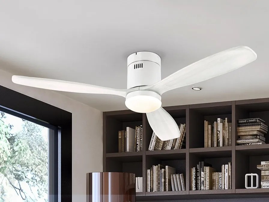 Lustra LED cu Ventilator si telecomanda Siroco D-132cm alb