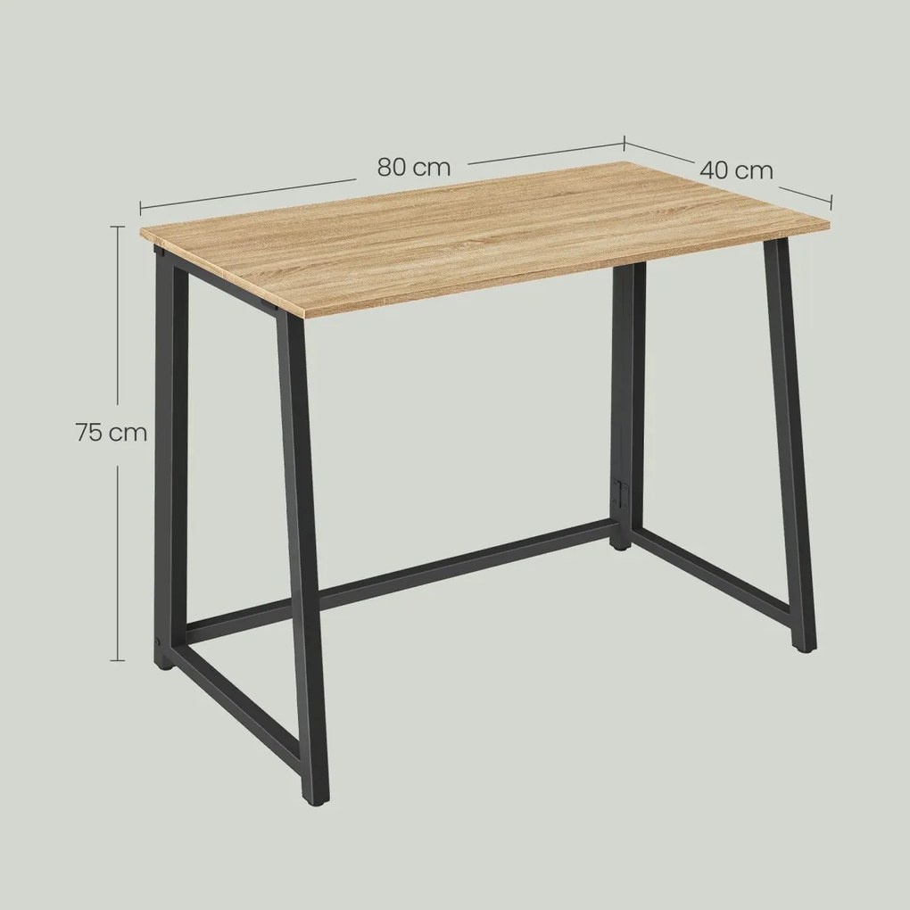 Set pentru birou – birou pliabil ZARIMO 80×40 cm stejar sonoma + scaun de birou AVOLA VELVET roz