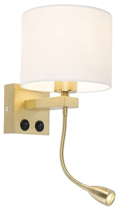 Lampă de perete Art Deco aurie cu abajur alb - Brescia