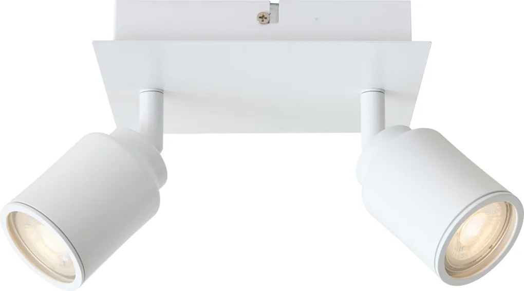 Spot de baie modern alb pătrat cu 2 lumini IP44 - Ducha