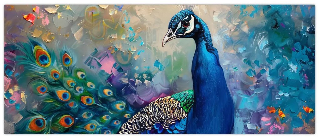 Tablou - Pictura de un păun (120x50 cm)