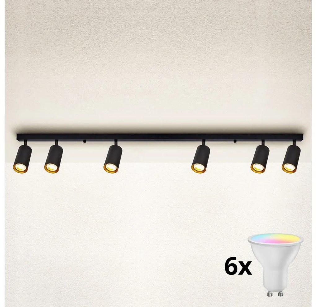 Brilagi - Plafonieră spot LED reglabilă SELE 6xGU10/6,5W/230V negru/auriu