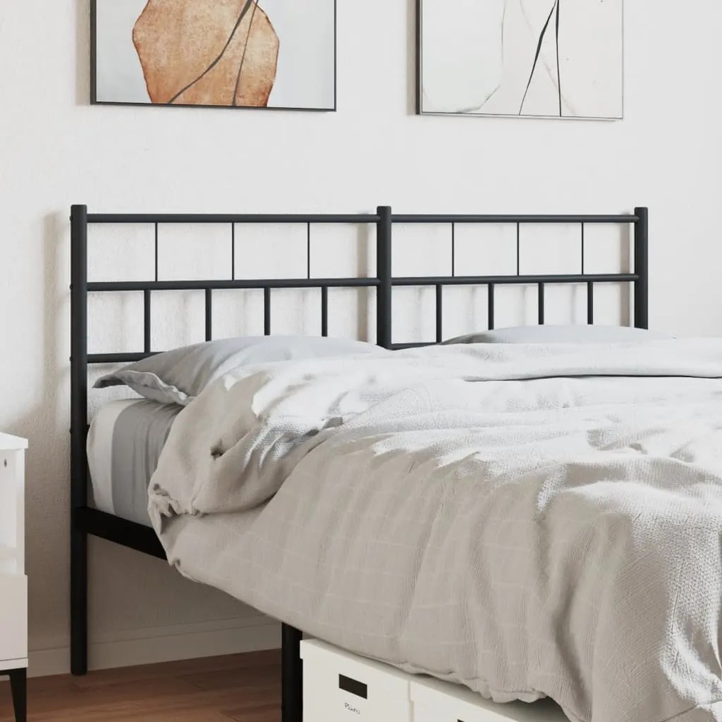 vidaXL Tăblie de pat metalică, negru, 140 cm