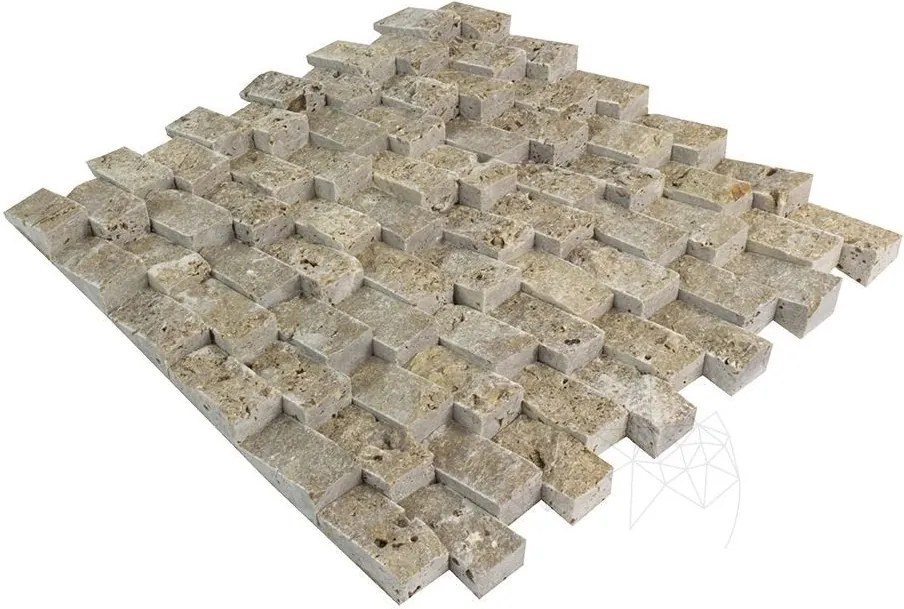 Mozaic Travertin Noce Siding Scapitat 2.5 x 5 cm