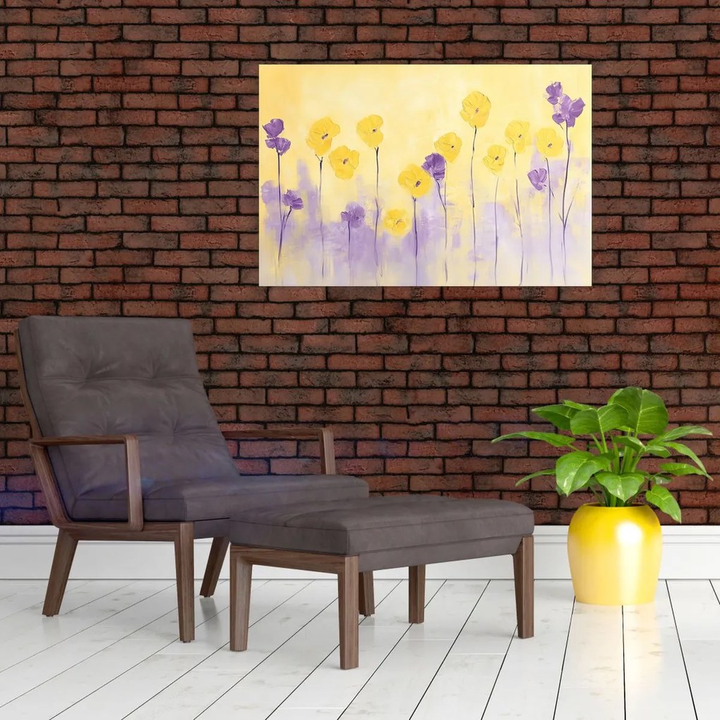 Tablou - Flori mov și galbene (90x60 cm)