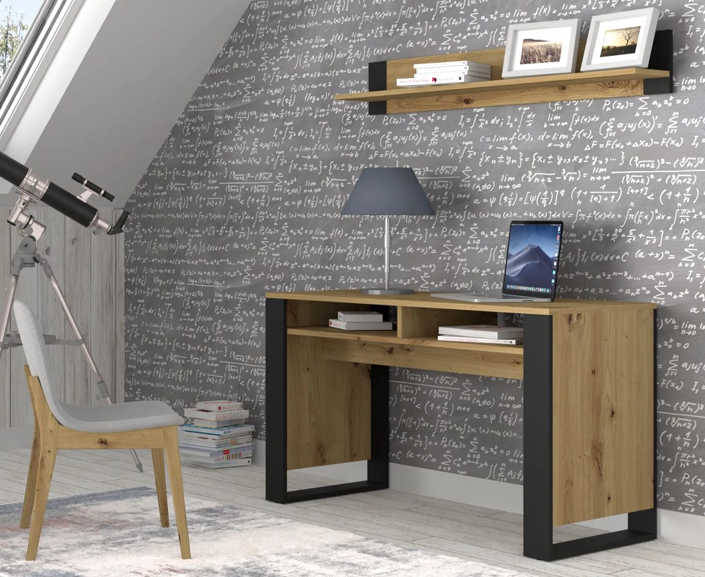 Masă PC Montana (Stejar artisan + Negru). Promo -7%. 1124956