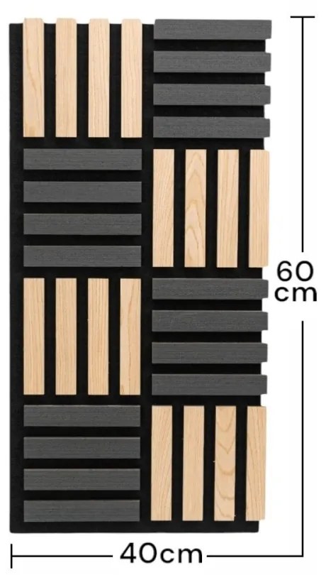 Panou riflaj acustic decorativ, MDF si pasla, AC8, 60x40x2.1cm, Stejar/Gri