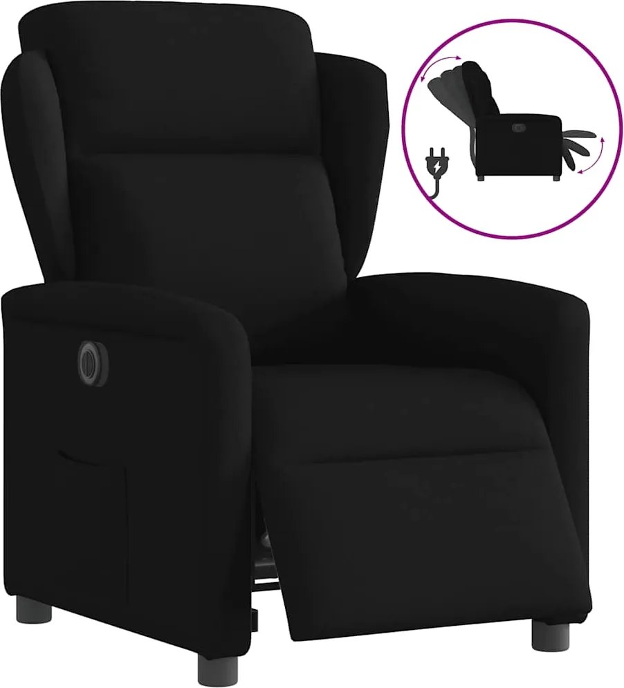 vidaXL Fotoliu rabatabil electric, negru, material textil